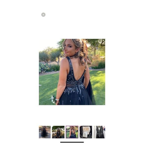 GB Size 3 Beaded Bodice Formal Gown Black Tulle Bottom Evening Special Occasion - Picture 4 of 16